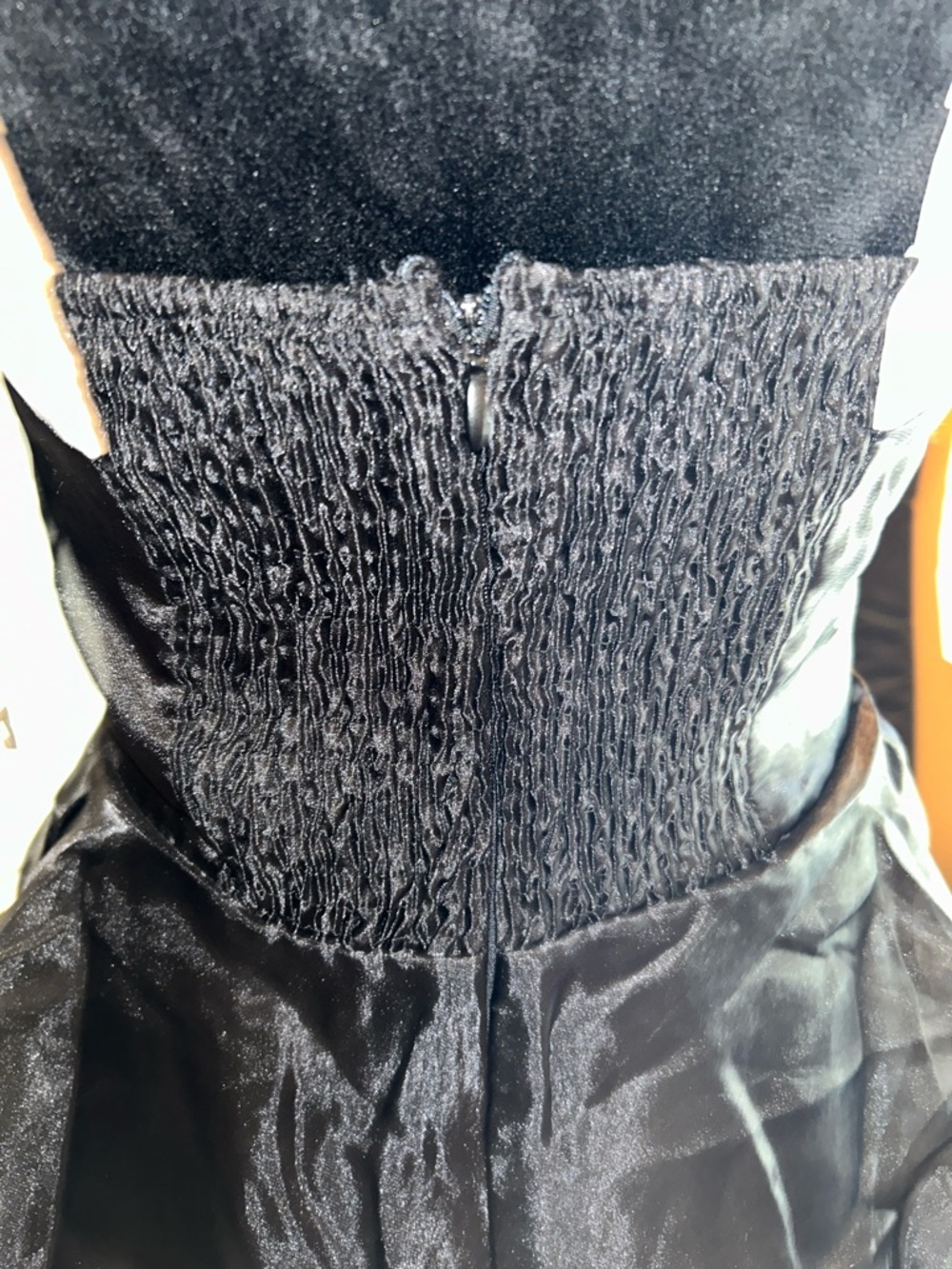 Lulu's Black Strapless Satin Cocktail Dress with Ivory Accent - Picture 5 of 7